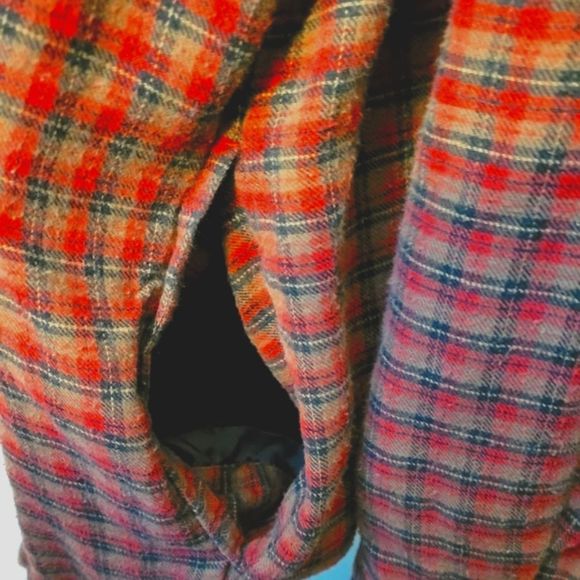 Vintage Covington button up red check flannel/black fleece lined shirt/jacket - Picture 6 of 7